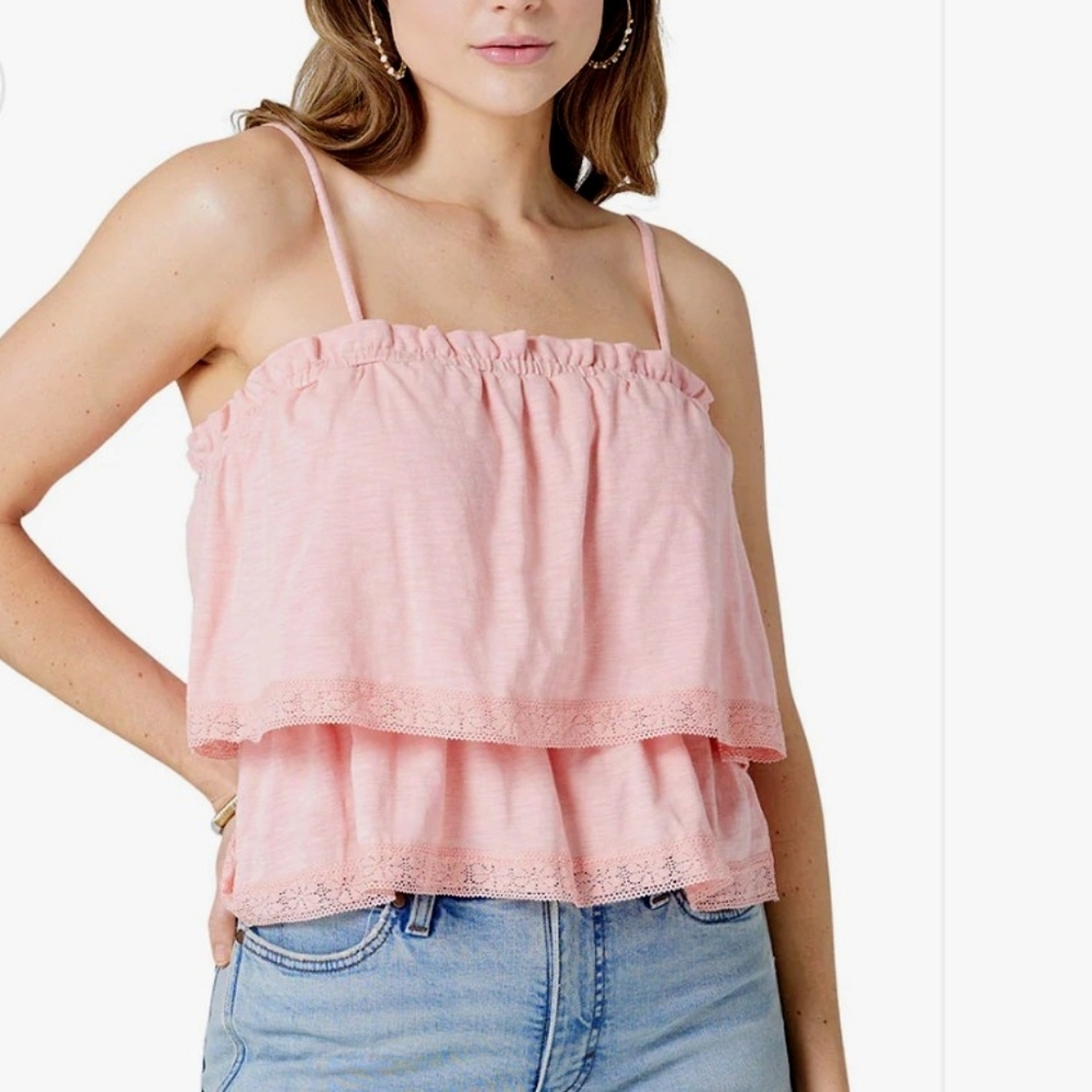 Wrangler Retro Adjustable Tiered  Lace Tank Top